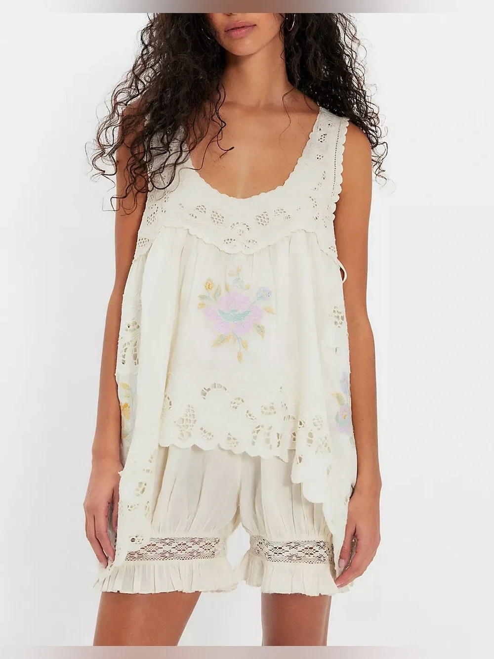 NWT Free People FP Intimately Eye Catcher Bloomsie Romper - Tofu Cream - S, M